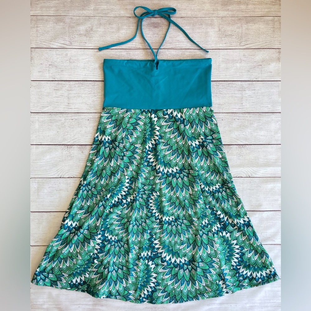 Prana Solana Convertible Dress - L - Teal blue green halter - Picture 2 of 9